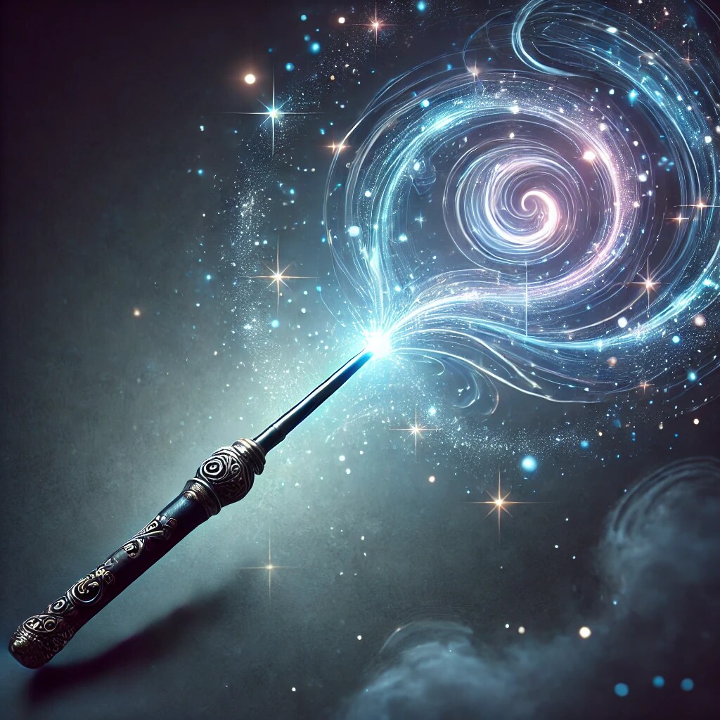 A glowing wand drawing a spiral of stars for AetherCircle